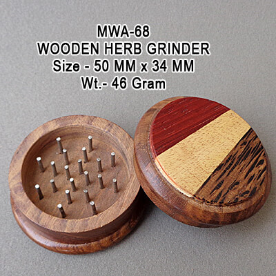 Round 46gm Wooden Herb Grinder