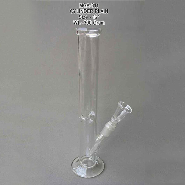 Glass Plain Smoking Cylinder Pipe, Size : 12 Inch