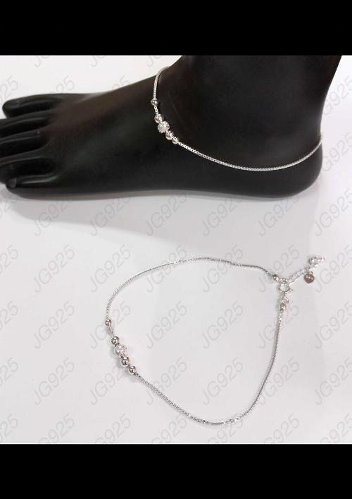 925 Sterling Silver Light Weight Toe Anklet 5