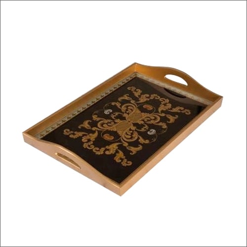 Printed Polished Rectangle Wooden Serving Tray, Size : Standard