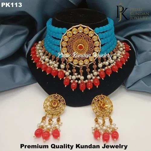 Kundan Choker Necklace Set (PK 113), Style : Antique, Modern