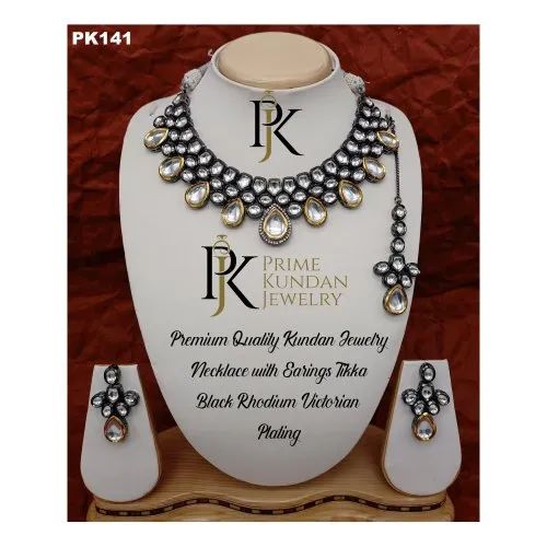 Black Rhodium Necklace Set (PK 141), Purity : PURE BRASS