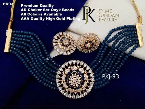 PK-93 American Diamond Necklace Set, Packaging Type : Box
