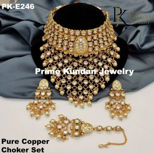 Copper Choker Necklace Set (PK-E246), Specialities : Perfect Shape, Good Quality, Fine Finishing