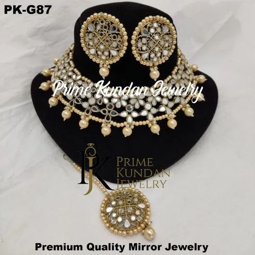 PK-G87 Mirror Choker Necklace Set, Occasion : Wedding Wear