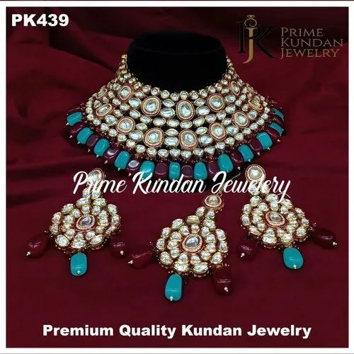 PK439 Kundan Necklace Set, Packaging Type : Plastic Box