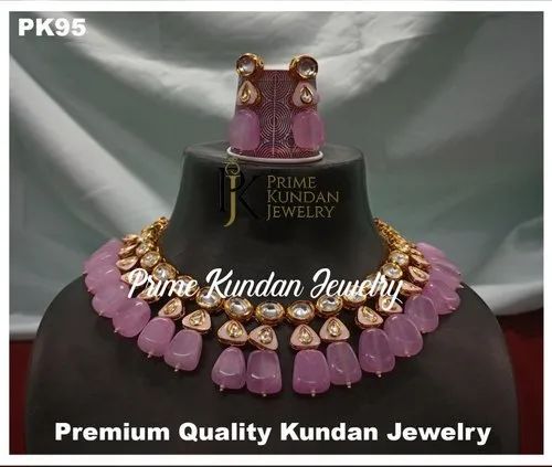 Polished Brass PK95 Kundan Necklace Set, Style : Antique