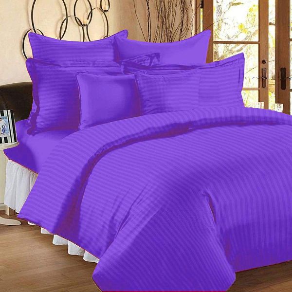 Rekhas 400 TC 100% Cotton Satin Striped Plain Purple Bedsheet
