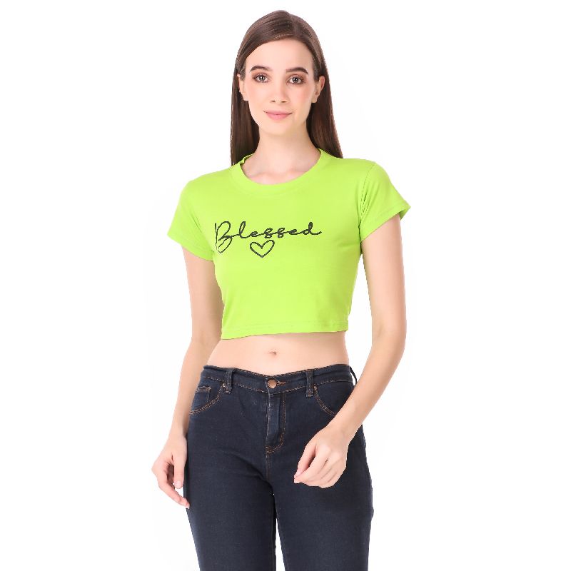 Blessed Print Women Crop T-Shirts