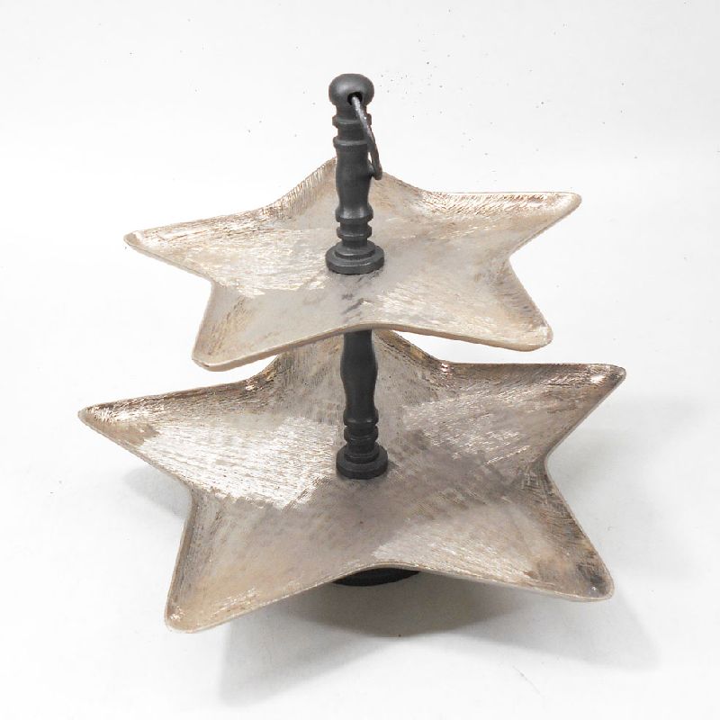 Printed Polished Stainless Steel Star Shaped Cake Stand, Color : Multicolor