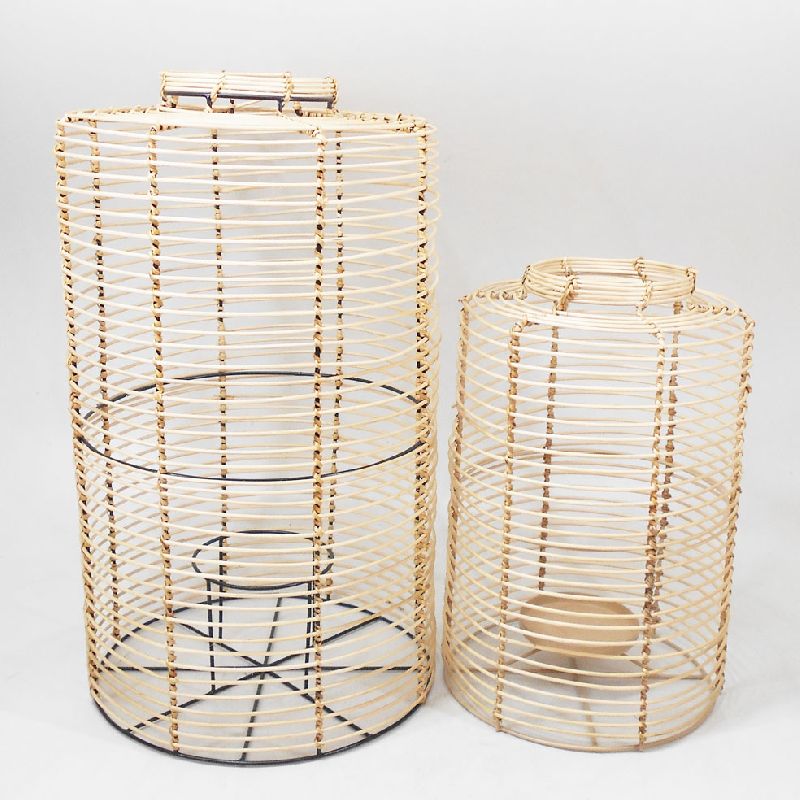 Plain Polished Bamboo Tall Rattan Lantern, Technics : Machine Made