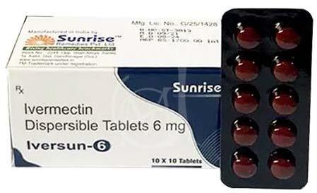 Iversun 6 tablets, Composition : Ivermectin Dispersible 6mg