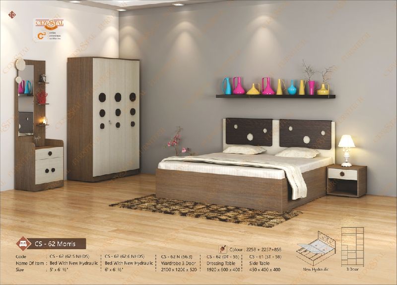 Crystal Furnitech Rectangular Polished Wooden Morris Hydraulic Storage Bed, for Bedroom, Dimension : 2100x800x520mm