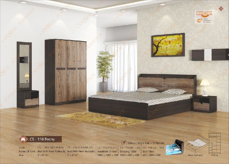 Crystal Furnitech Wooden Peony Hydraulic Storage Bed, Size : 1200x520x1900mm