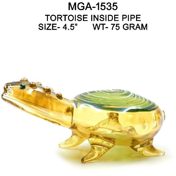 Tortoise Inside Pipel Glass Smoking Pipe, Size : 4.5