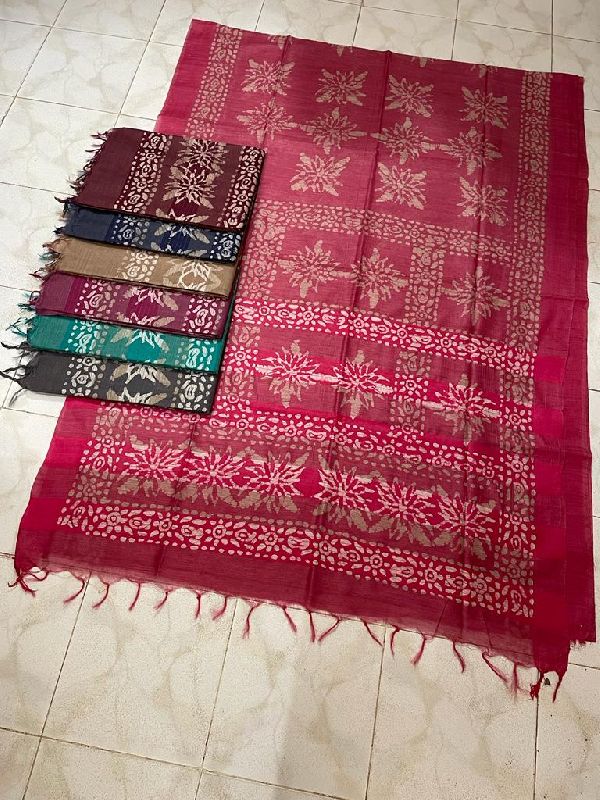 Cotton Batic printed saree, Technics : Handloom