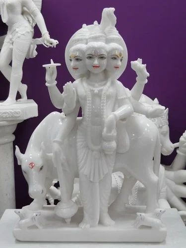 Marble Dattatreya Statue, for Temple, Pattern : Plain, Printed, Non Printed