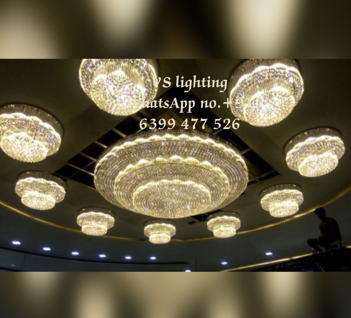 Glass banquet hall chandelier, Color : Transparent, Yellow