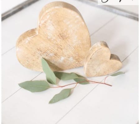 Wooden White Wash Heart, for Decoration, Size : Standard