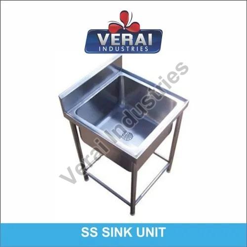 Stainless Steel Single Sink Unit, Color : Silver