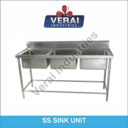 Stainless Steel Three Sink Unit, Feature : Anti Corrosive, Durable