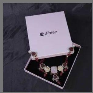 Dibiaa Cardboard Grey Necklace Set Box, Pattern : Plain