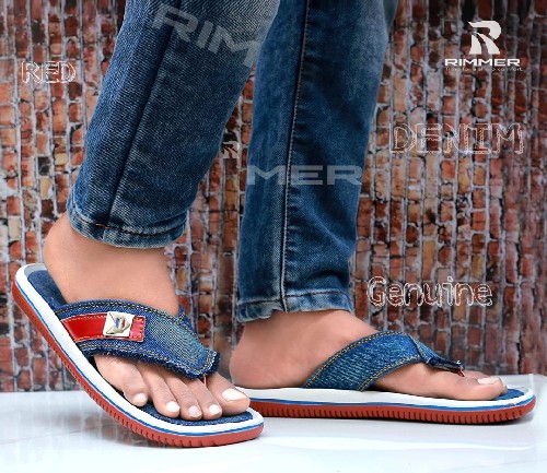 Mens DCL202 Red Denim Slippers