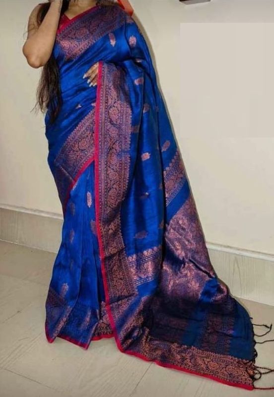 Navy Blue Linen Saree