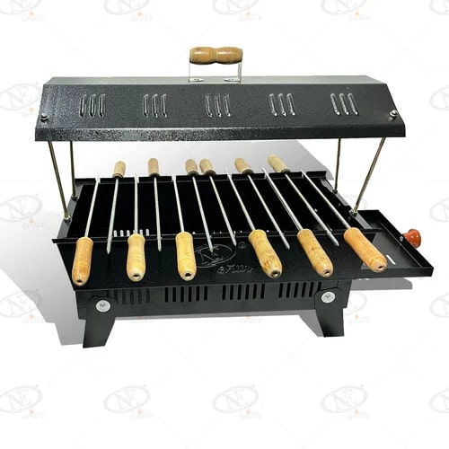 Polished Mild Steel Commercial Charcoal Barbecue Grill, Shape : Rectangular
