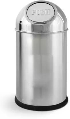Round Stainless Steel Push Can Dustbin, for Outdoor Trash, Size : 15x15x12