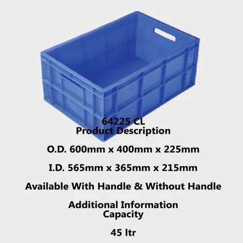 Rectangular HDPE Aristo Plastic Crates, Capacity 45 ltr, Color Blue