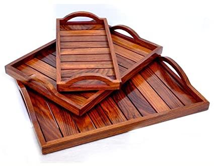 Rectangle Polished Wooden Trays, for Homes, Hotels, Size : Standard