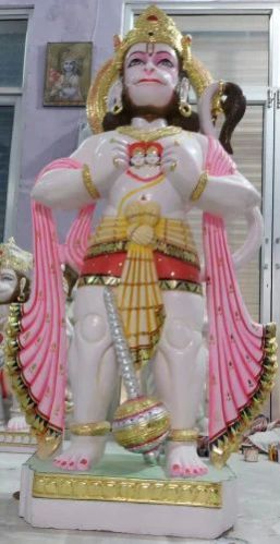 4 Feet Marble Hanuman Statue