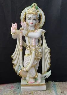 Marble krishna statue, for Worship, Pattern : Painted
