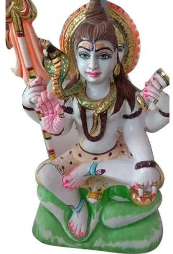 Painted Marble Lord Shiva Statue, Packaging Type : Wooden Box