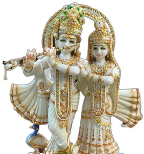 Marble Radha Krishna Jugal Jodi Statue, for Worship, Packaging Type : Wooden Box