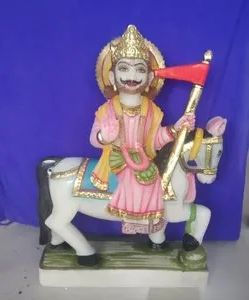 Multicolor Marble Baba Ramdev Statue, for Temple