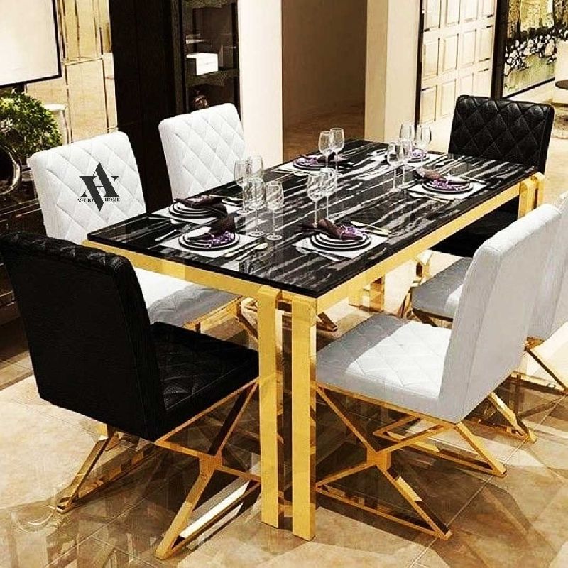 Metal dining table set best sale 6 seater