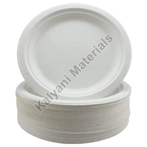 Plain Disposable Bagasse Plates, Shape : Round
