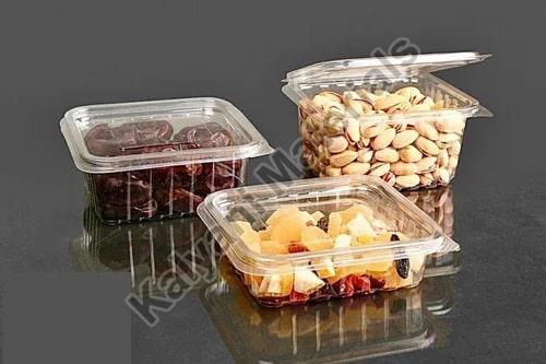 Plastic Hinged Lid Container, Shape : Square