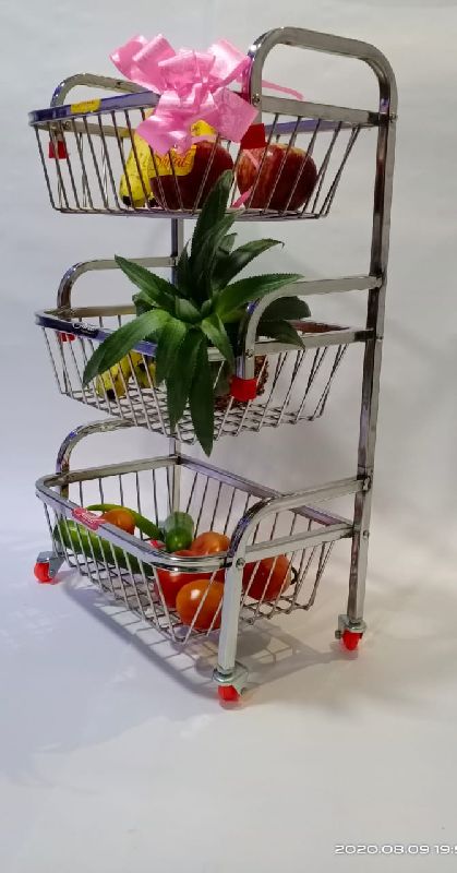 Polished stainless steel fruit trolley, Style : Modern