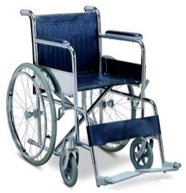 Polished Metal Patient Wheelchair, for Hospital, Weight Capacity : 50-100kg