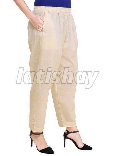 Plain Ladies Cotton Pants, Size : M, XL