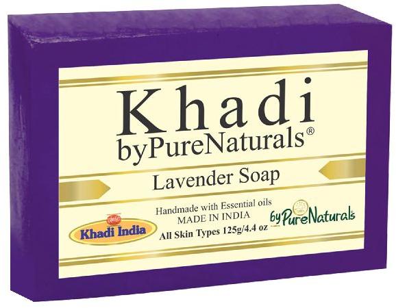 Rectangular Glycerin byPureNaturals Khadi Lavender Soap-125gm, for Home, Certificate : ISO GMP