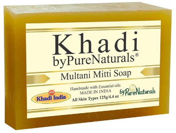 Rectangular byPureNaturals Khadi Multani Mitti Soap- 125gm, for Home, Certificate : CE, ISO GMP