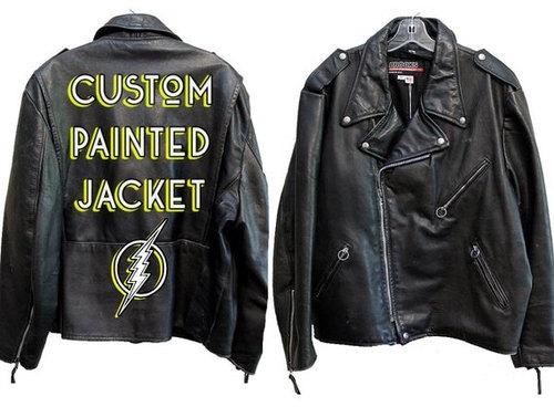 Printed Custom Leather Jacket, Color : Black