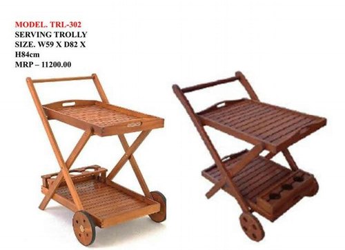 Wooden Serving Trolly, Color : RED, BROWN