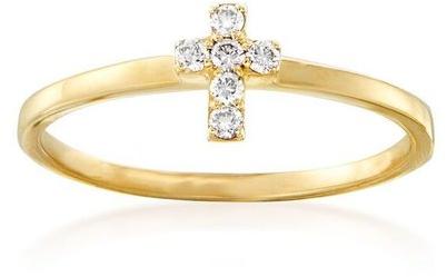 SGA Diamond Accented Cross Ring, Purity : VS1-VS2