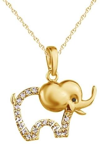 Gold Diamond Elephant Necklace