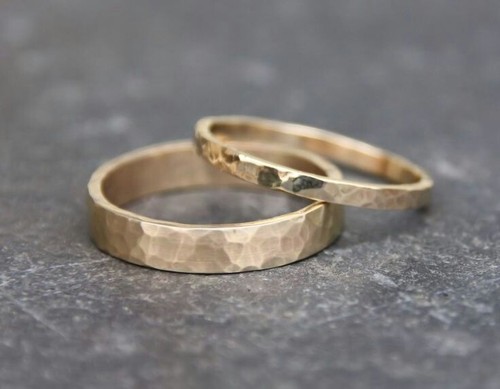 SGA Gold Hammered Band Ring, Gender : Unisex